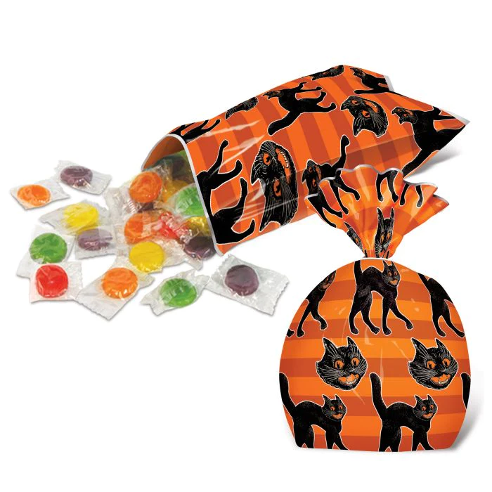 VINTAGE HALLOWEEN BLACK CAT CELLO BAGS Bulk Party Supplies Halloween Party Supplies Bonjour Fete - Party Supplies