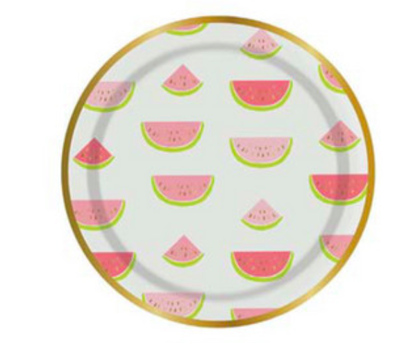 WATERMELON PAPER PLATES Slant Plates Bonjour Fete - Party Supplies