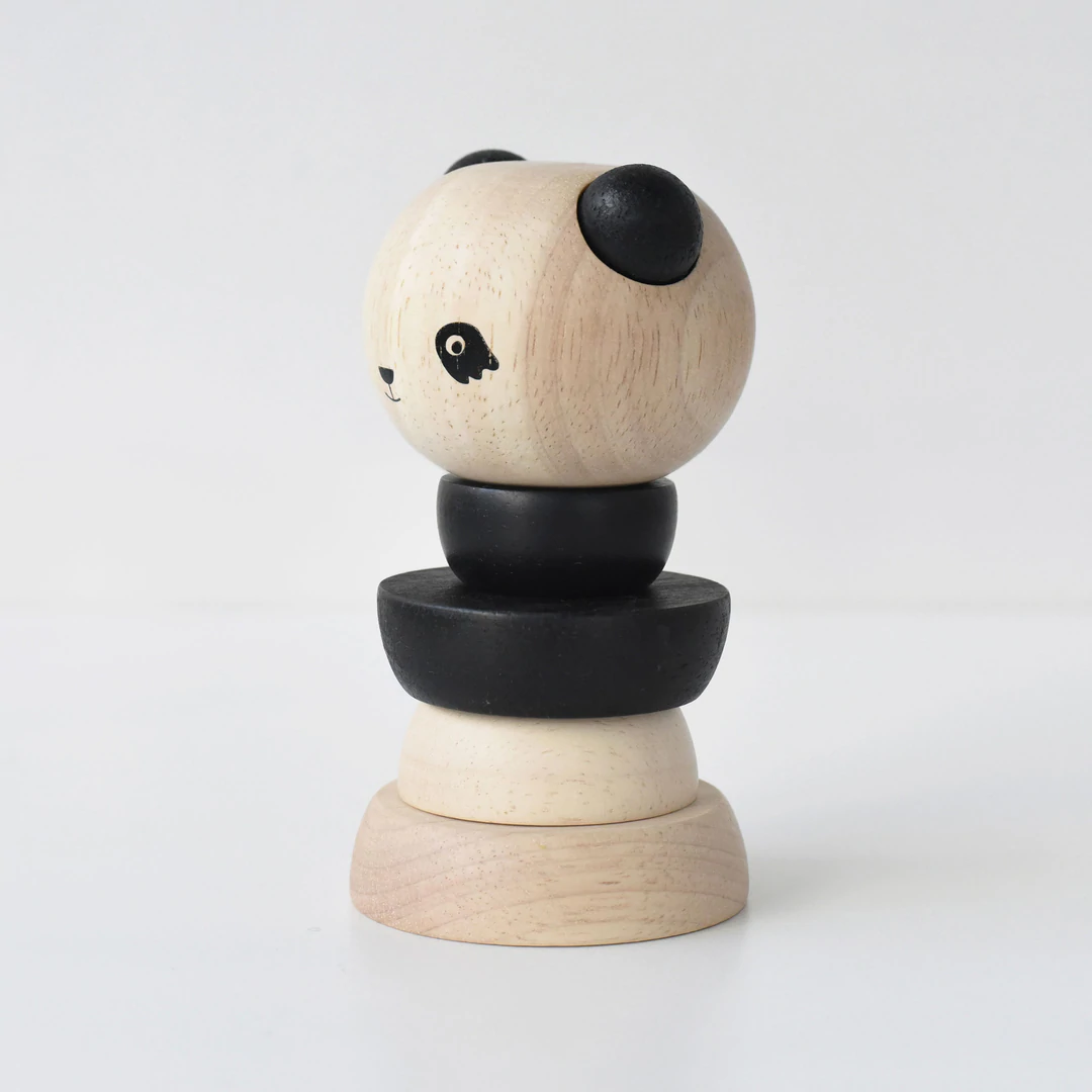 WOOD PANDA STACKING BABY TOY BY WEE GALLERY Wee Gallery Baby Bonjour Fete - Party Supplies