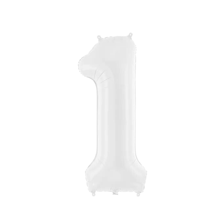 NUMBER 1 FOIL BALLOON LA Balloons Balloons 34" / White Bonjour Fete - Party Supplies