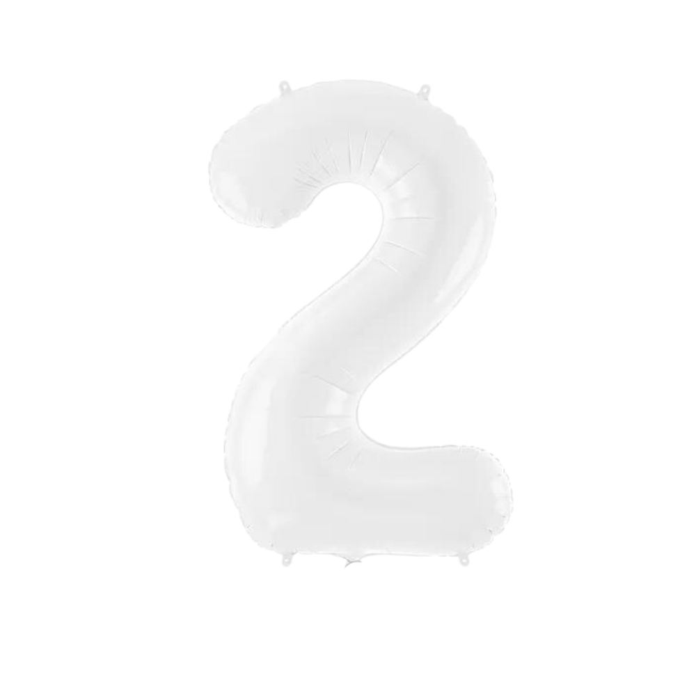 NUMBER 2 FOIL BALLOON LA Balloons Balloons 34" / White Bonjour Fete - Party Supplies