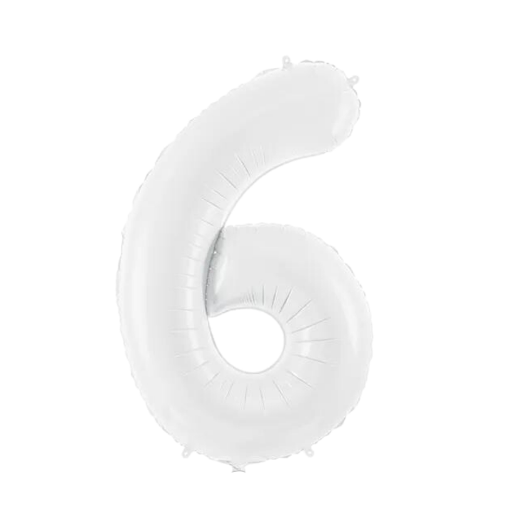 NUMBER 6 FOIL BALLOON LA Balloons Balloons 34" / White Bonjour Fete - Party Supplies