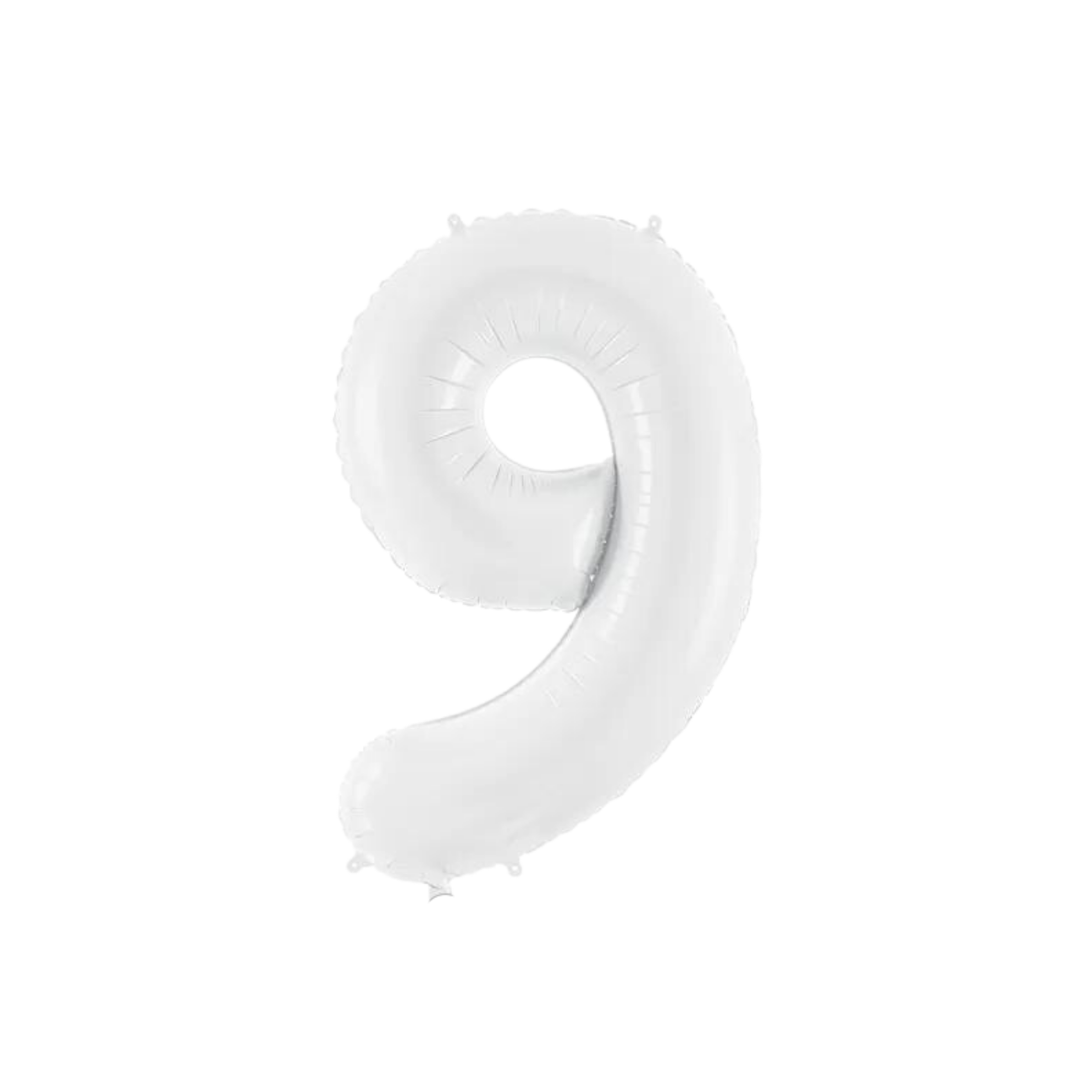NUMBER 9 FOIL BALLOON LA Balloons Balloons 34" / White Bonjour Fete - Party Supplies