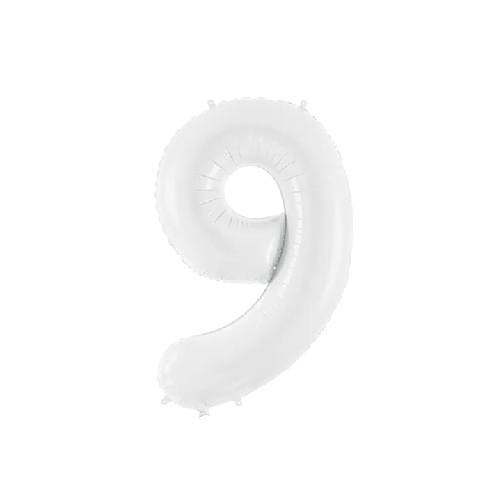 NUMBER 9 FOIL BALLOON LA Balloons Balloons 34" / White Bonjour Fete - Party Supplies