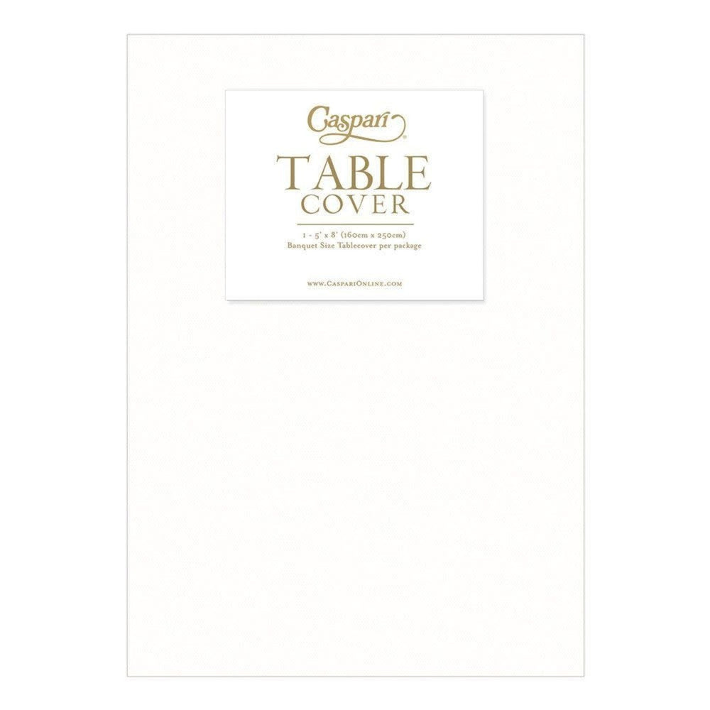 WHITE PAPER LINEN LIKE TABLE COVER Caspari Table Cover Bonjour Fete - Party Supplies