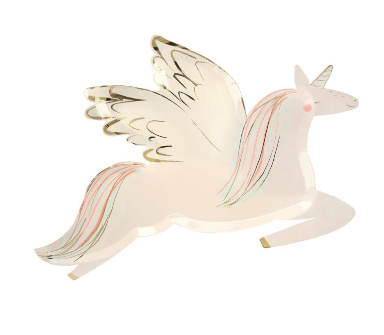 WINGED UNICORN PLATES Meri Meri Plates Bonjour Fete - Party Supplies