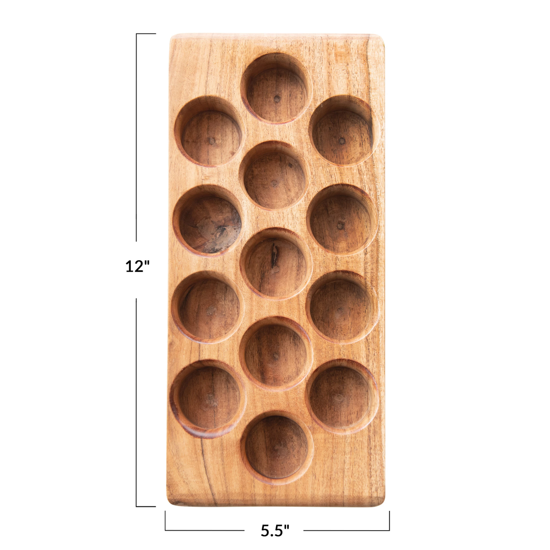 WOOD ACACIA EGG TRAY Creative Co-op Kitchenware Bonjour Fete - Party Supplies