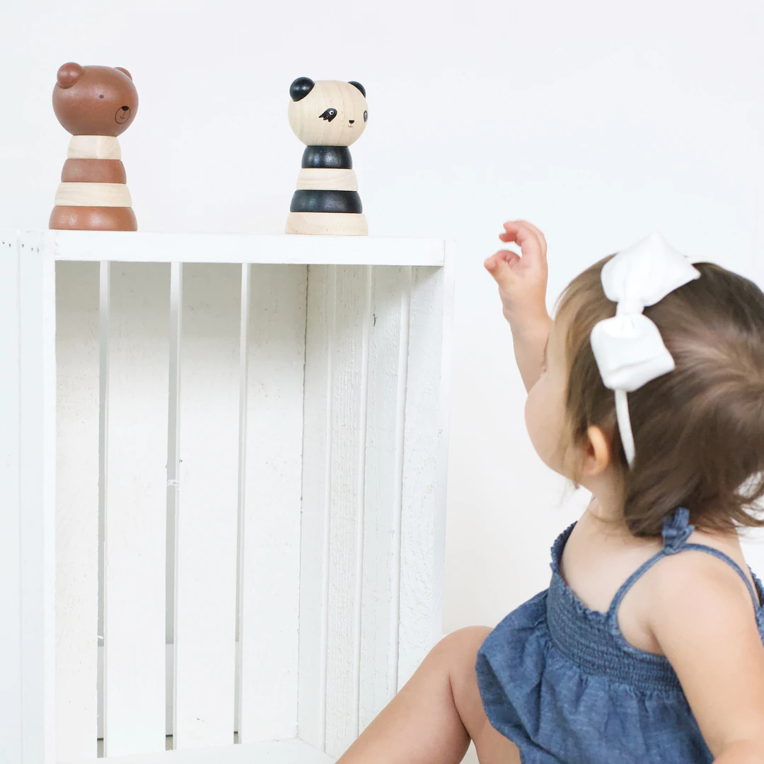 WOOD PANDA STACKING BABY TOY BY WEE GALLERY Wee Gallery Baby Bonjour Fete - Party Supplies