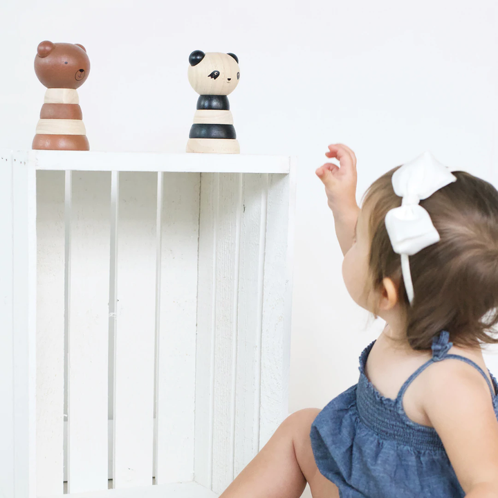 WOOD PANDA STACKING BABY TOY BY WEE GALLERY Wee Gallery Baby Bonjour Fete - Party Supplies