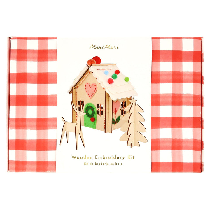 WOODEN EMBROIDERY GINGERBREAD HOUSE Meri Meri CHRISTMAS DECOR Bonjour Fete - Party Supplies