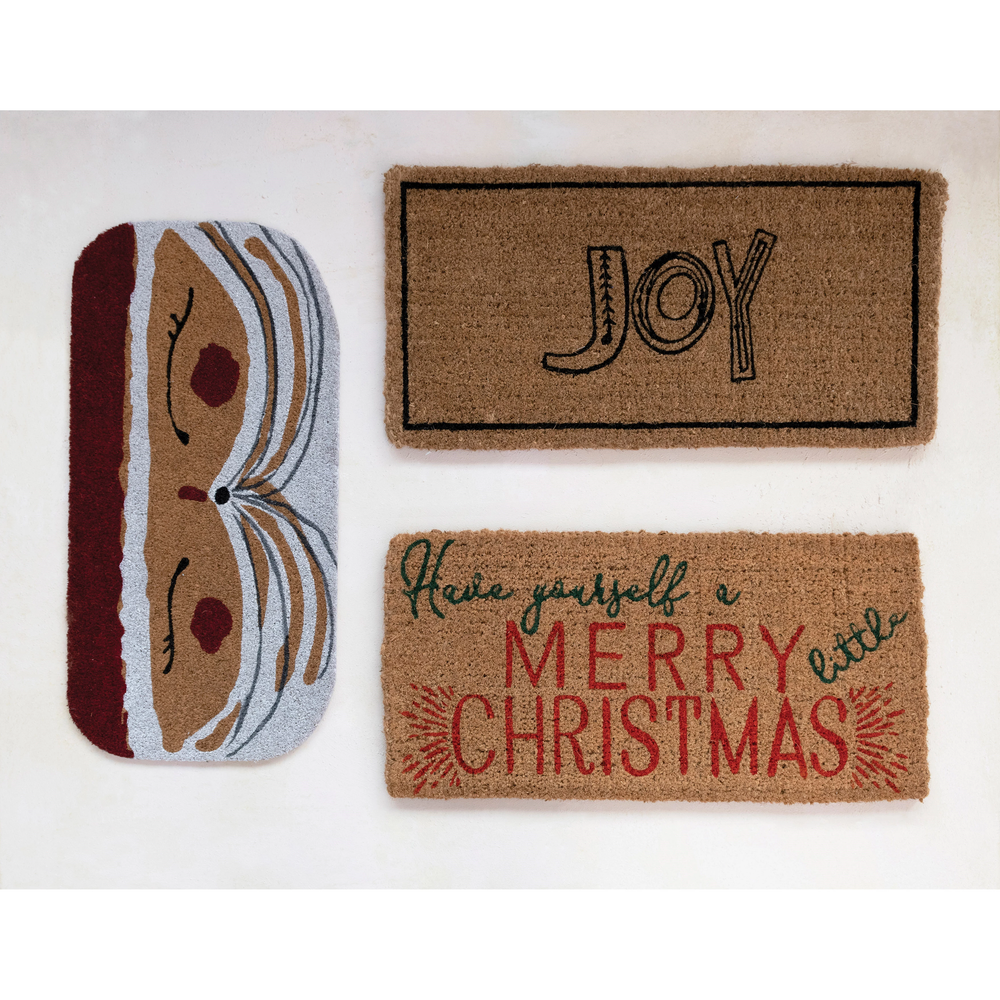 NATURAL COIR SANTA DOORMAT BY CREATIVECO-OP Creative Co-op Bonjour Fete - Party Supplies