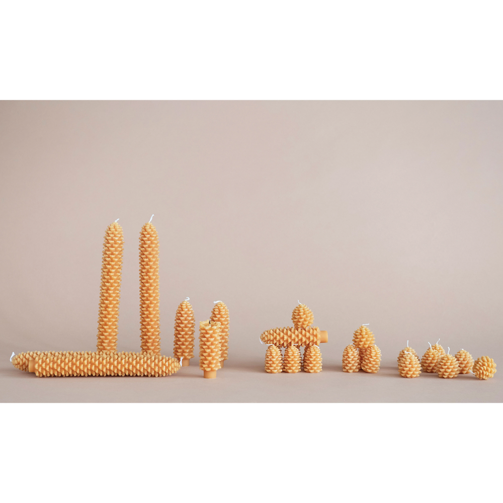 UNSCENTED PINECONE SHAPED TAPER CANDLES SET - YELLOW Creative Co-op Home Candle Bonjour Fete - Party Supplies
