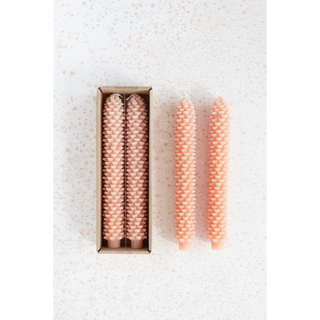 UNSCENTED PINECONE SHAPED TAPER CANDLES SET Creative Co-op Home Candle Bonjour Fete - Party Supplies