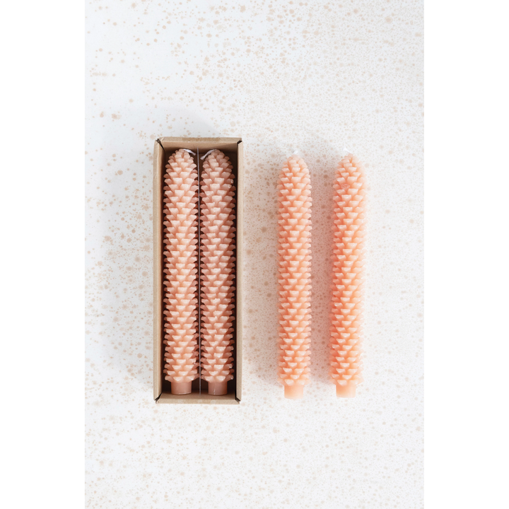 UNSCENTED PINECONE SHAPED TAPER CANDLES SET Creative Co-op Home Candle Bonjour Fete - Party Supplies