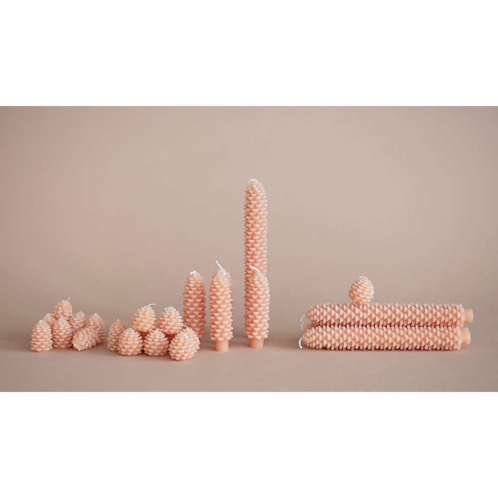 UNSCENTED PINECONE SHAPED TAPER CANDLES SET Creative Co-op Home Candle Bonjour Fete - Party Supplies