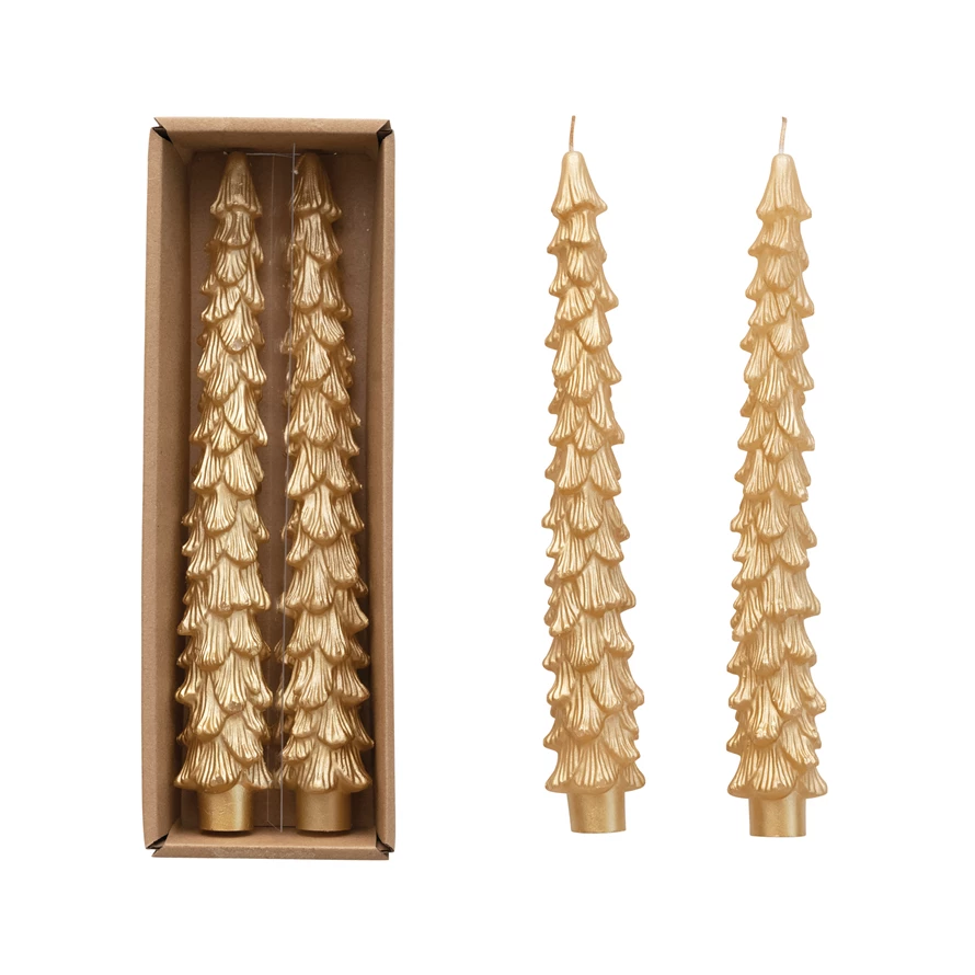 UNSCENTED TREE SHAPED TAPER CANDLES BY CREATIVECO-OP Creative Co-op Bonjour Fete - Party Supplies