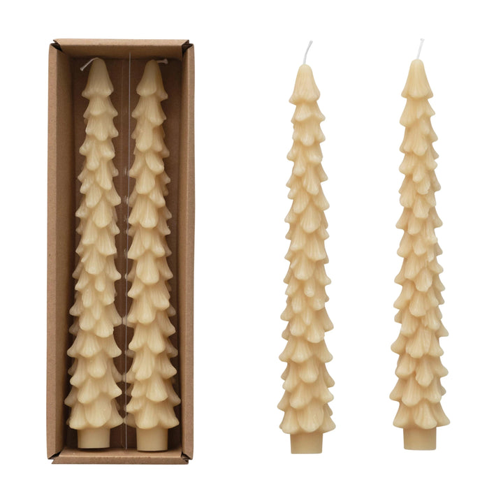 IVORY TREE SHAPED TAPER CANDLES Creative Co-op Bonjour Fete - Party Supplies