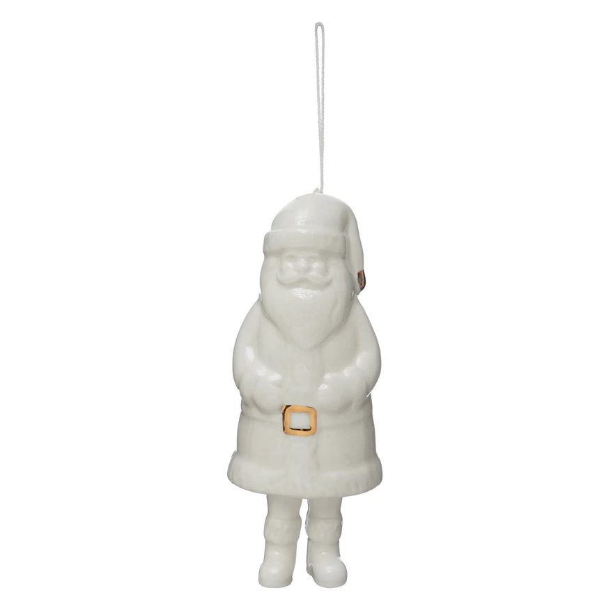 STONEWARE SANTA BELL WITH GOLD ELECTROPLATING BY CREATIVECO-OP Creative Co-op Bonjour Fete - Party Supplies