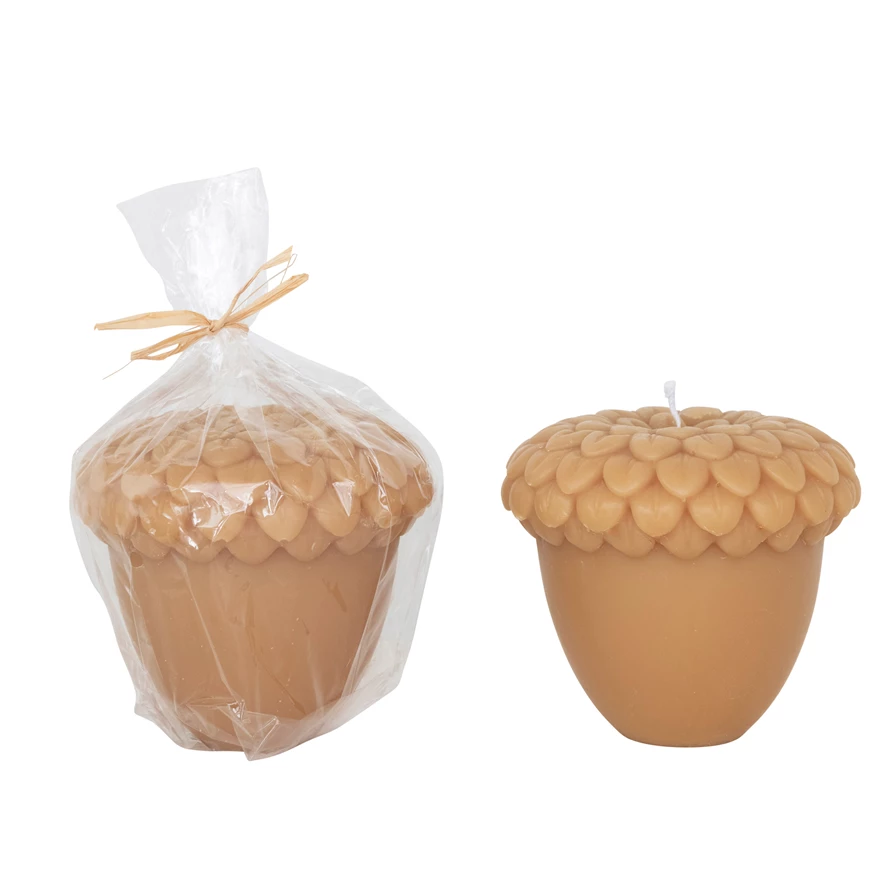 UNSCENTED ACORN SHAPED CANDLE Creative Co-op Home Candle Bonjour Fete - Party Supplies
