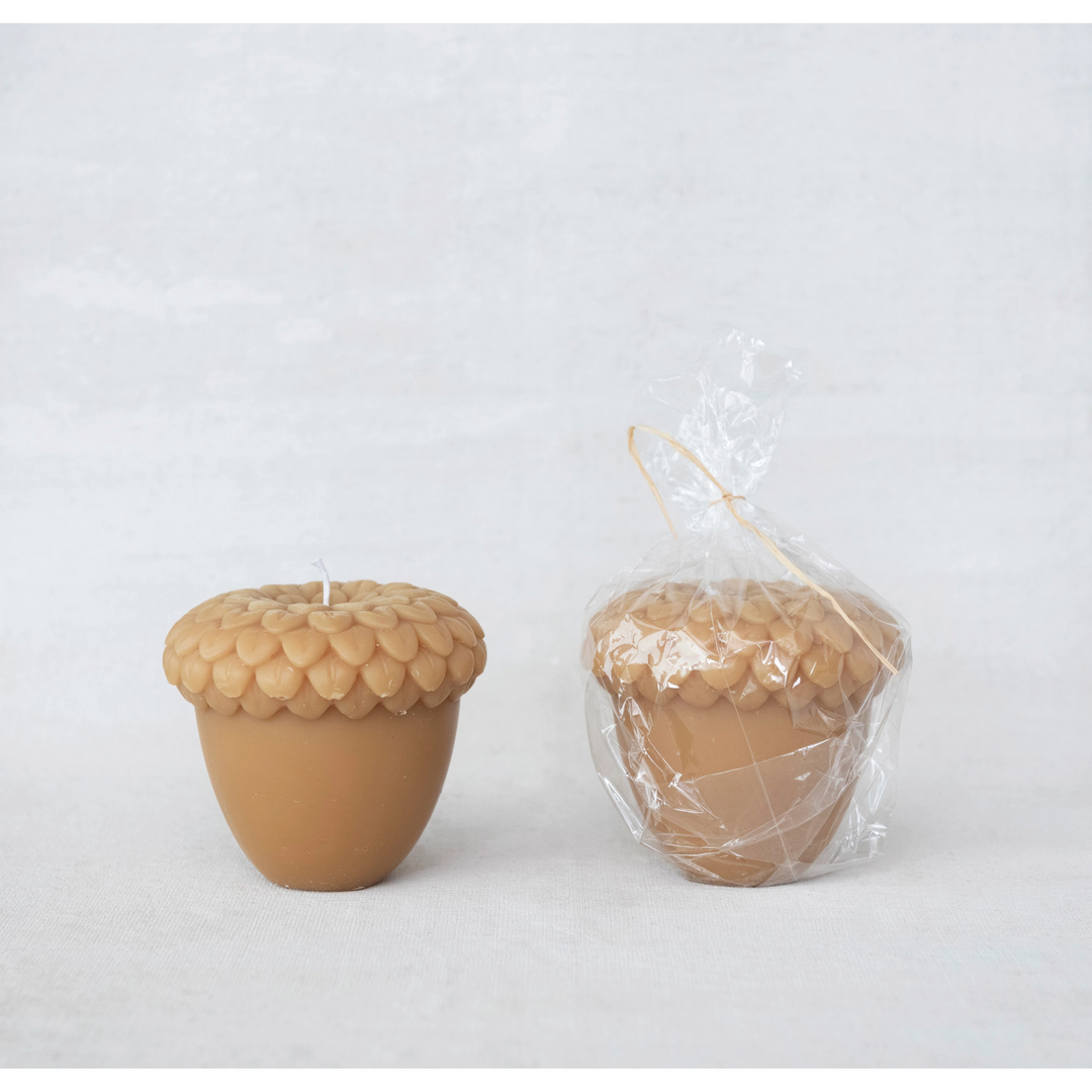 UNSCENTED ACORN SHAPED CANDLE Creative Co-op Home Candle Bonjour Fete - Party Supplies