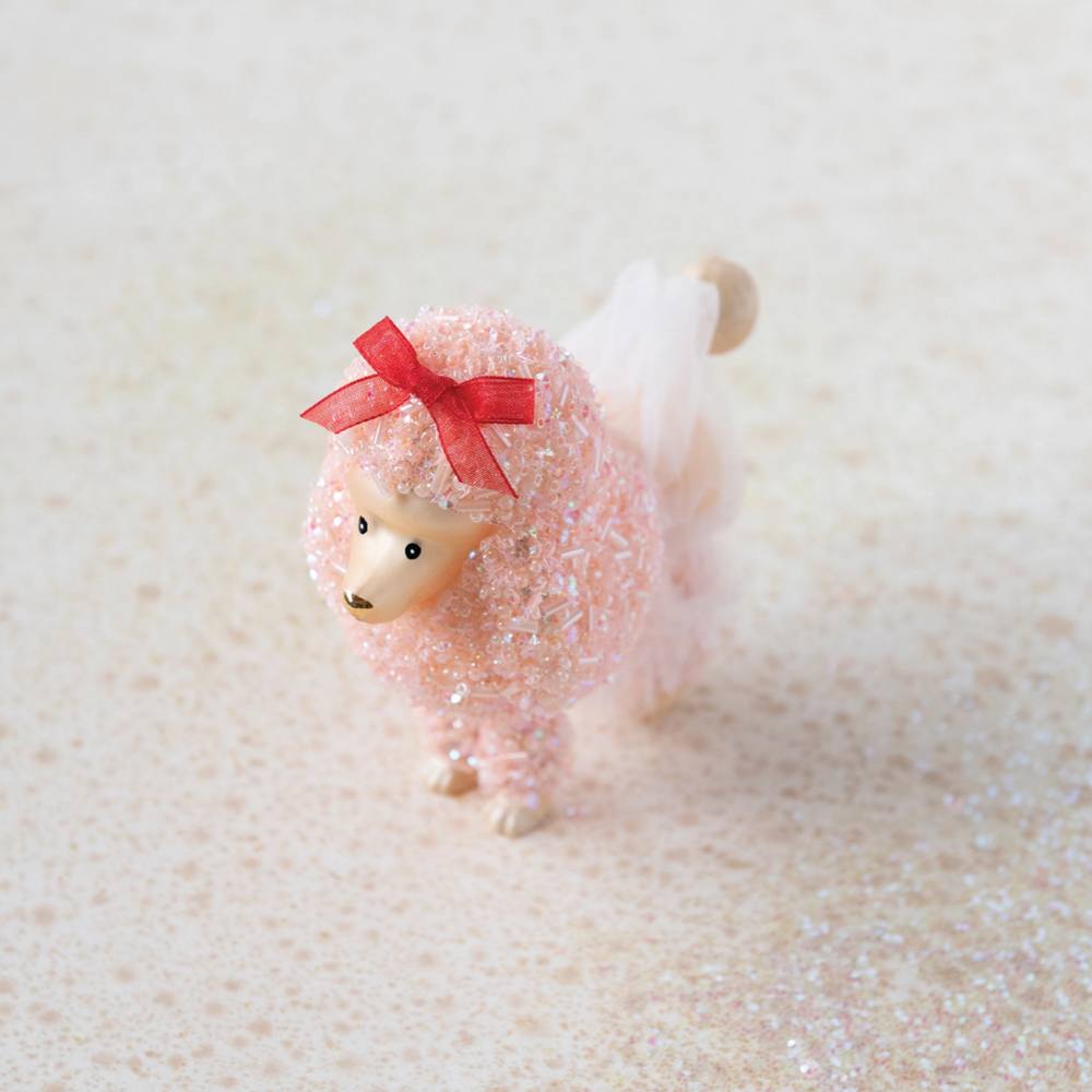 GLASS POODLE ORNAMENT WITH TUT AND BEADS BY CREATIVECO-OP bonjour fete party supplies