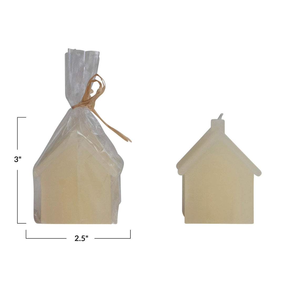 CREAM HOUSE SHAPED CANDLES Creative Co-op Small Bonjour Fete - Party Supplies