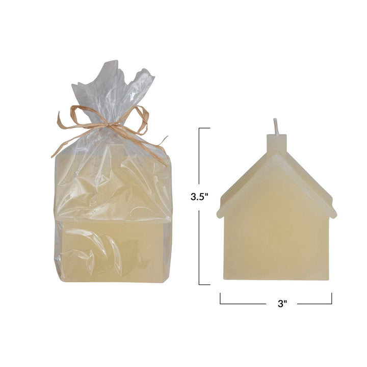 CREAM HOUSE SHAPED CANDLES Creative Co-op Medium Bonjour Fete - Party Supplies