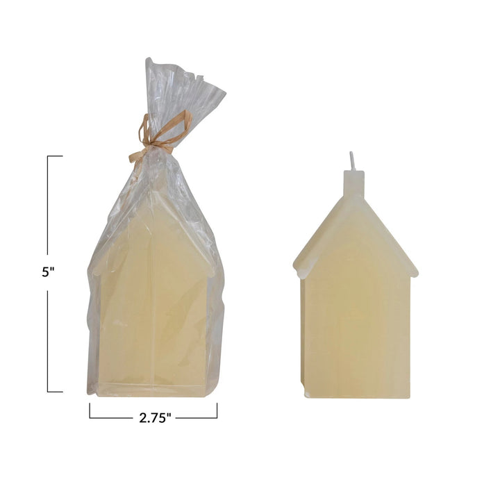 CREAM HOUSE SHAPED CANDLES Creative Co-op Large Bonjour Fete - Party Supplies