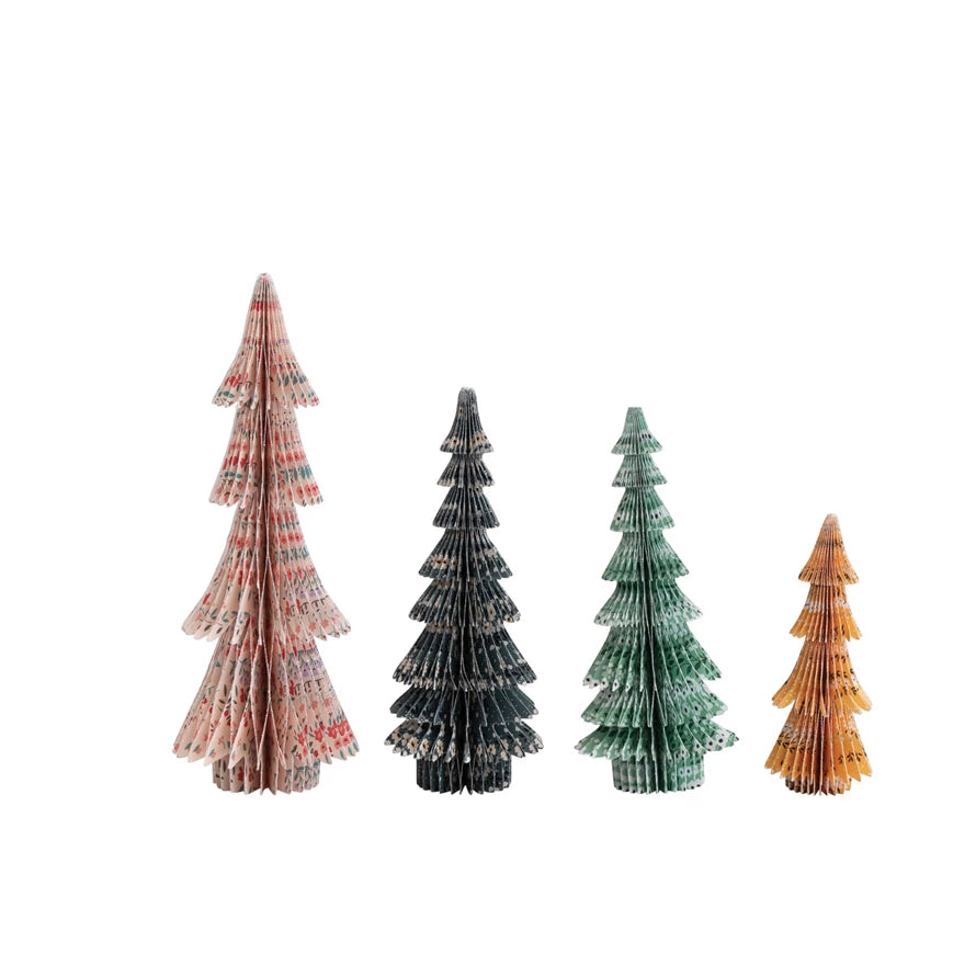 CHINTZ PATTERN HANDMADE HONEYCOMB TREES SET OF 4 Creative Co-op Bonjour Fete - Party Supplies
