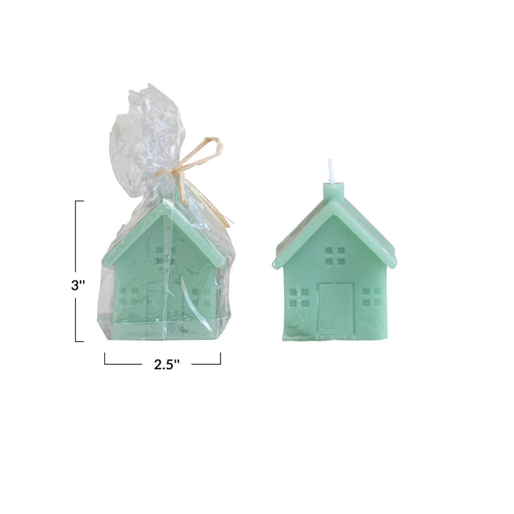 MINT HOUSE SHAPED CANDLES Creative Co-op Small Bonjour Fete - Party Supplies