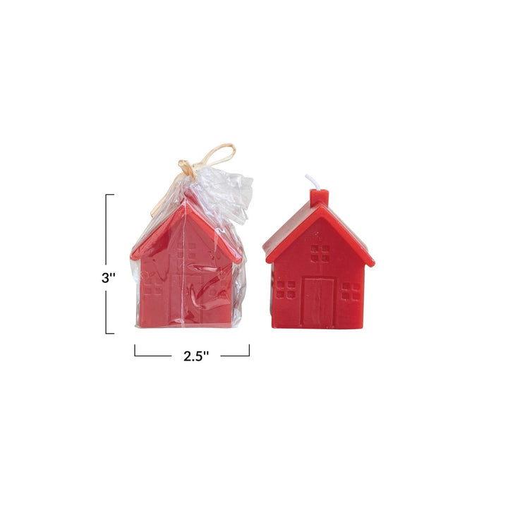 RED HOUSE SHAPED CANDLES Creative Co-op Small Bonjour Fete - Party Supplies