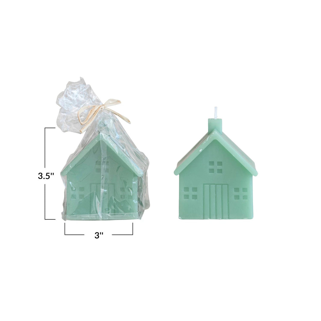 MINT HOUSE SHAPED CANDLES Creative Co-op Medium Bonjour Fete - Party Supplies