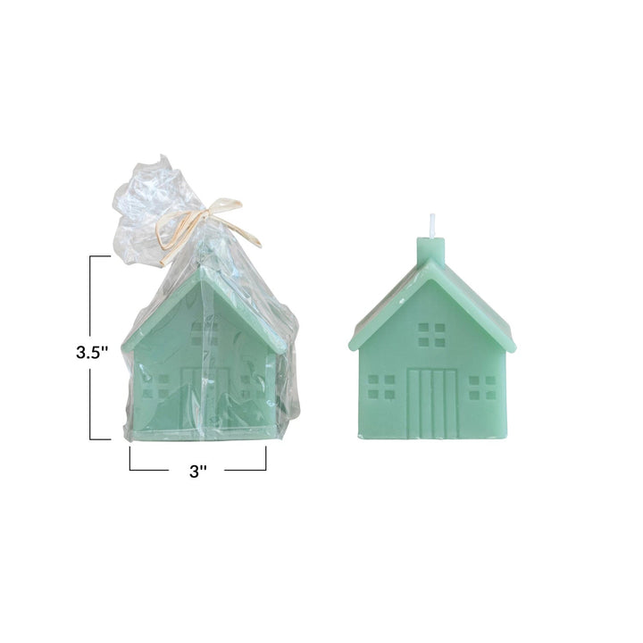 MINT HOUSE SHAPED CANDLES Creative Co-op Medium Bonjour Fete - Party Supplies