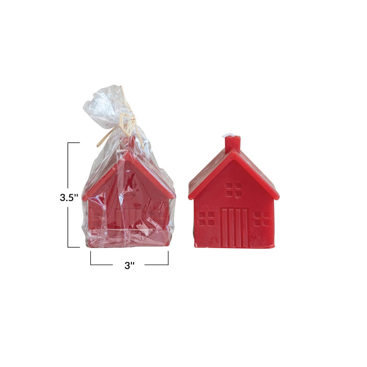 RED HOUSE SHAPED CANDLES Creative Co-op Medium Bonjour Fete - Party Supplies