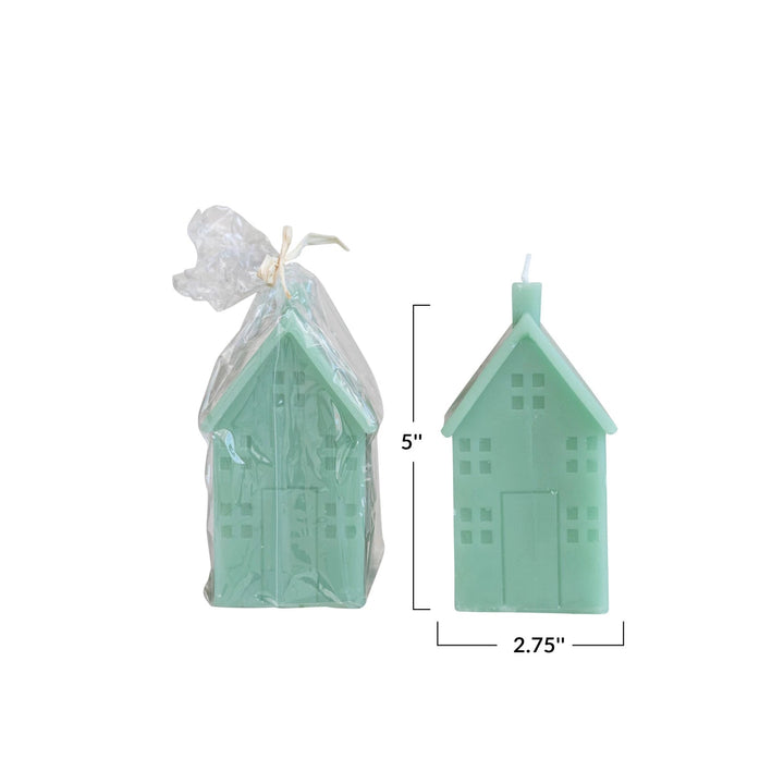 MINT HOUSE SHAPED CANDLES Creative Co-op Large Bonjour Fete - Party Supplies