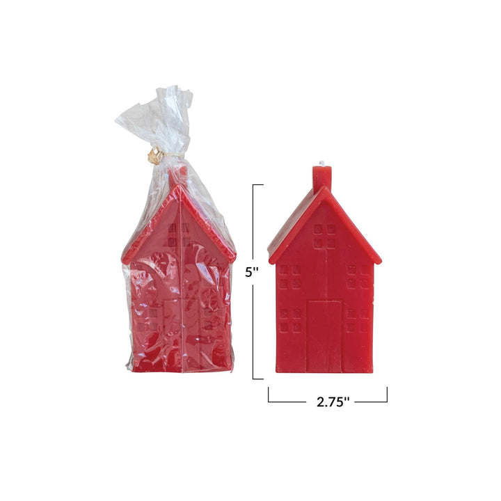 RED HOUSE SHAPED CANDLES Creative Co-op Large Bonjour Fete - Party Supplies