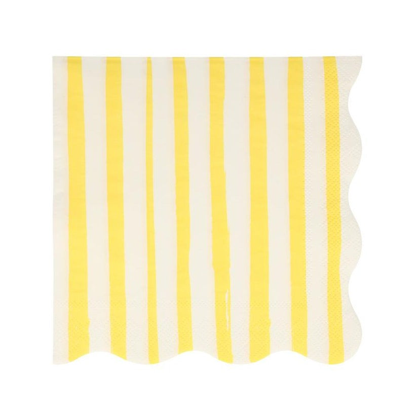 YELLOW STRIPE LARGE NAPKINS Meri Meri Napkins Bonjour Fete - Party Supplies