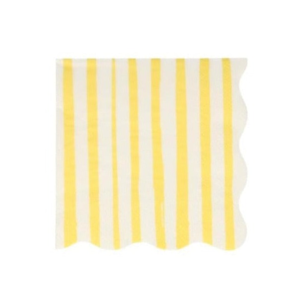 YELLOW STRIPE NAPKINS Meri Meri Napkins Cocktail Napkins Bonjour Fete - Party Supplies